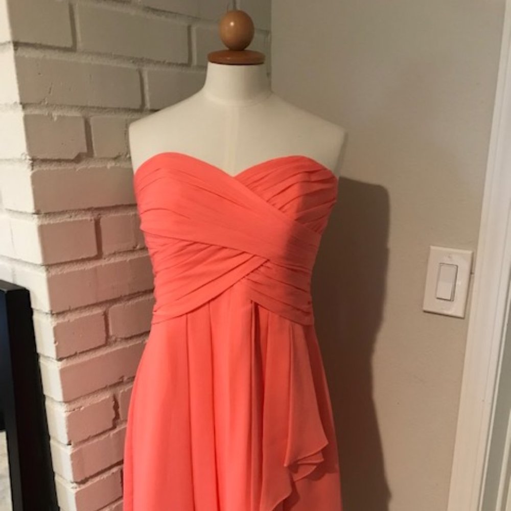 David's Bridal Peach Strapless Dress